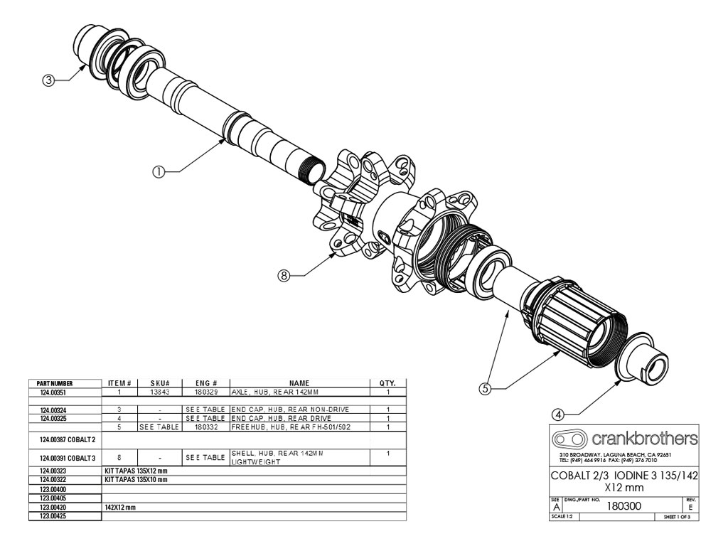 CRANK REC BUJE TRAS. 135mm QR COBALT 2 PLATA** - Imagen 1