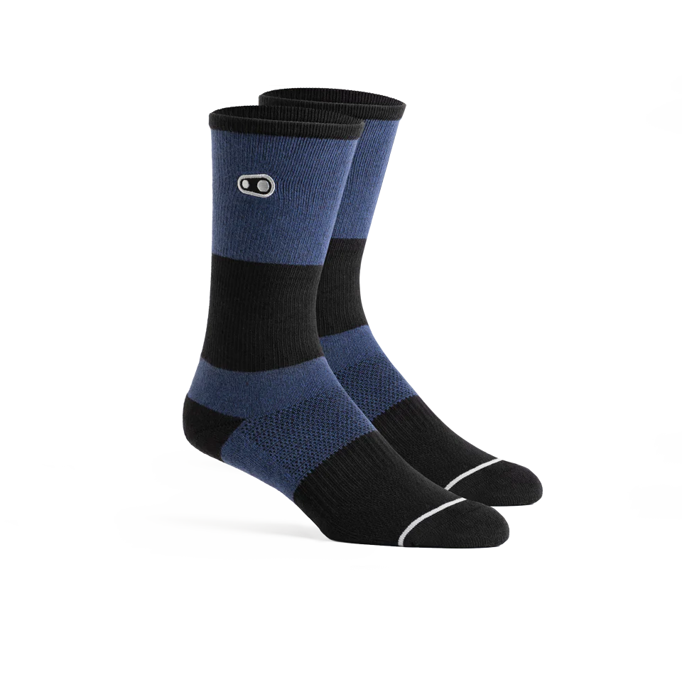 "CRANK BROTHERS SOCKS CASUAL 9"" COTTON SOCK NAVY/BLACK/SILVER S/M" - Imagen 1