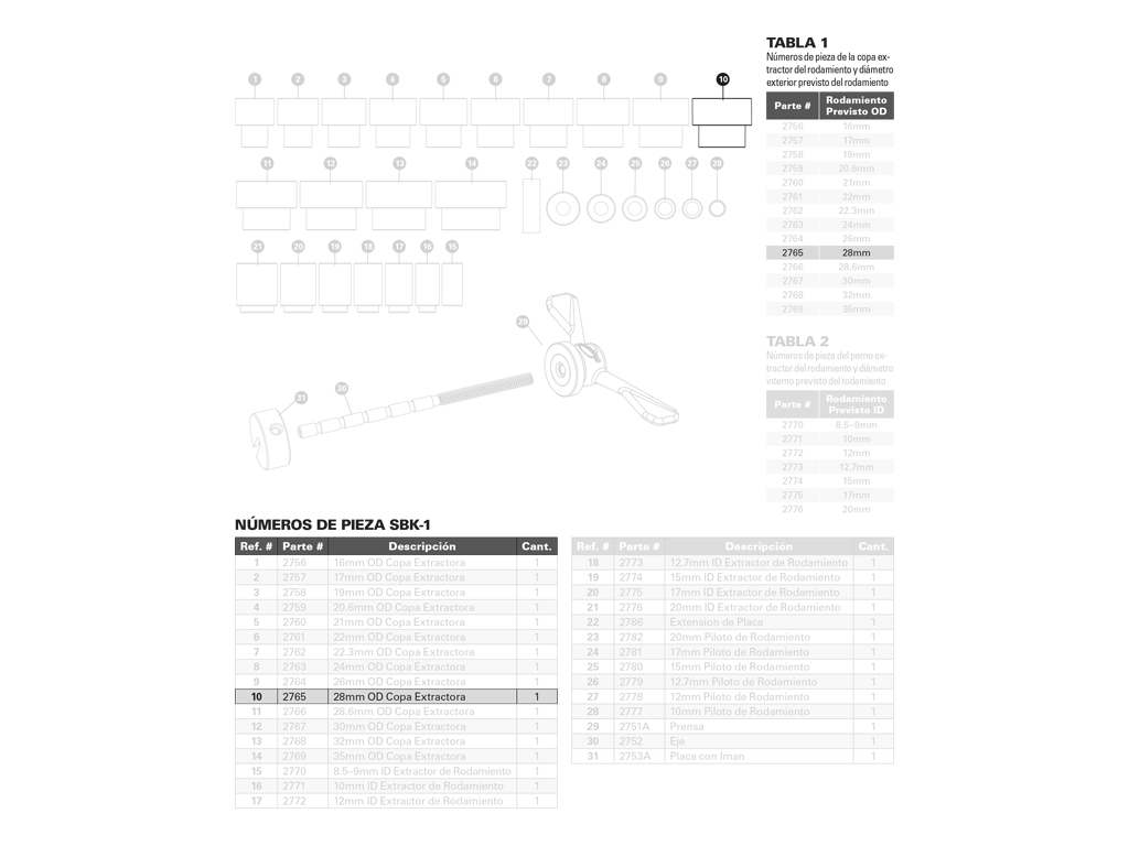 RECAMBIO: COPA/PUNZÓN EXTRACTOR 28 MM DE PARA HERRAMIENTA BBP-AOS - Imagen 1