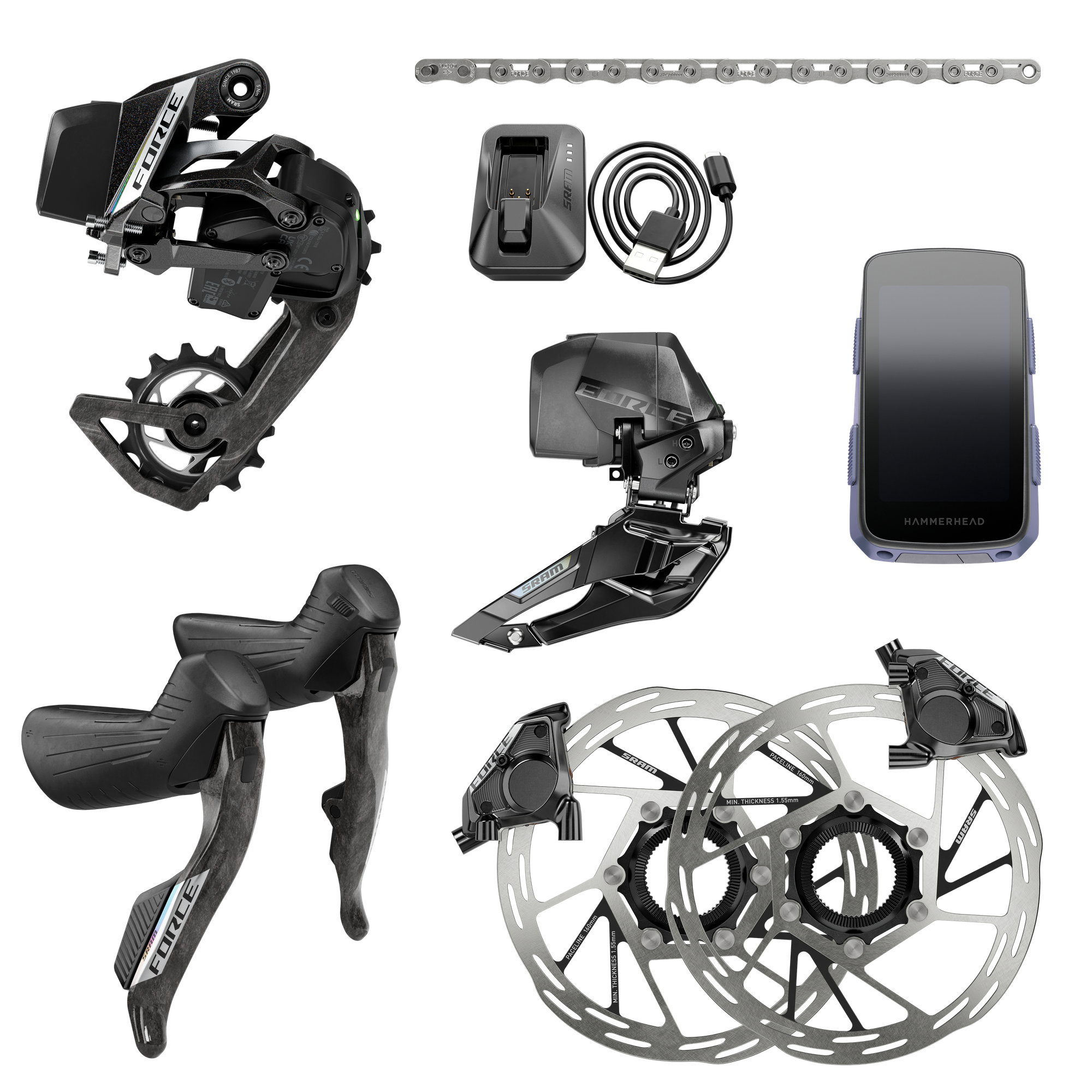 SRM FORCE E-TAP AXS E1 2X GRUPO HIDRO FLAT MOUNT CL CON HAMMERHEAD KAROO - miniatura 3